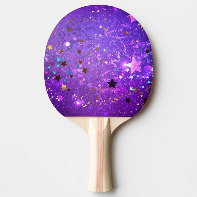 Raquette De Ping Pong Arrière - plan de feuille violet avec étoiles (Devant)