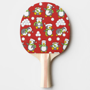 Raquette De Ping Pong Arrière - plan de pingouins de Noël