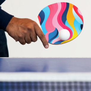 Raquette De Ping Pong Arrière - plan des lignes ondulées de couleur vive