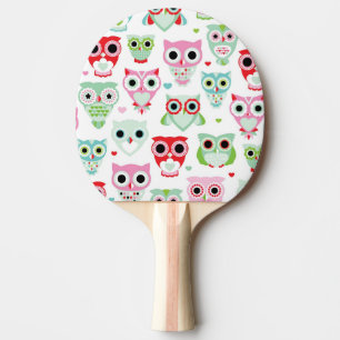 Raquette De Ping Pong arrière - plan en pastel de hibou de couleur de