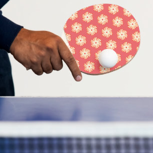 Raquette De Ping Pong arrière - plan géométrique floral feu design corai