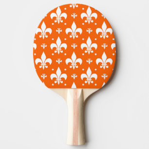 Raquette De Ping Pong Arrière - plan orange Fleur-de-lis Motif Design