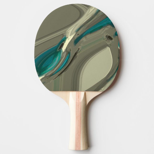 Raquette De Ping Pong Art abstrait gris et bleu (Devant)