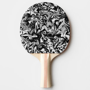 Raquette De Ping Pong Art Abstrait minimaliste marbrée noir et blanc