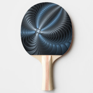 Raquette De Ping Pong Art abstrait moderne 3D fractale bleu gris plastiq