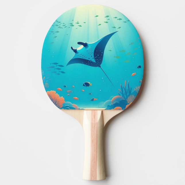 Raquette De Ping Pong Art côtier classique, raie manta (Devant)
