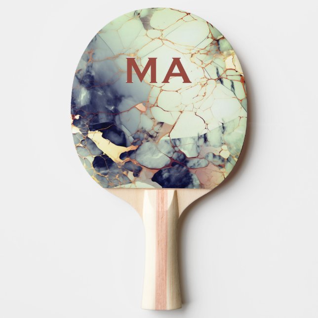 Raquette De Ping Pong Art de la parties scintillant en marbre beige mari (Devant)