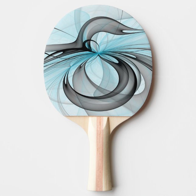 Raquette De Ping Pong Art fractal moderne gris anthracite abstrait bleu (Devant)
