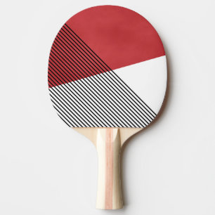 Raquette De Ping Pong Art géométrique simple noir, blanc et rouge