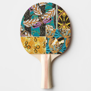 Raquette De Ping Pong Art papillon sarcelle et violet maximaliste vibran