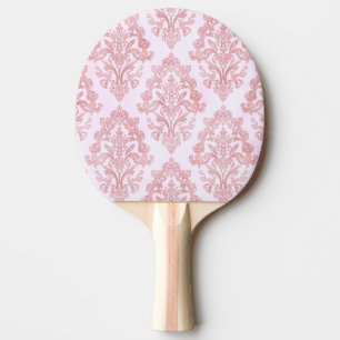 Raquette De Ping Pong Assez en rose motif de damas victorien aquarelle