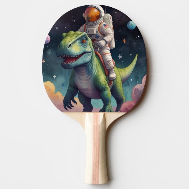 Raquette De Ping Pong Astronaute sur Dino dans l'espace (Dos)