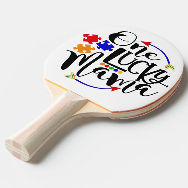 Raquette De Ping Pong Autisme Maman Impression Totale au Dos (Devant Angle)