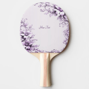 Raquette de ping pong aux fleurs violettes élégant