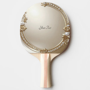 Raquette de ping pong avec cadre doré orné de perl
