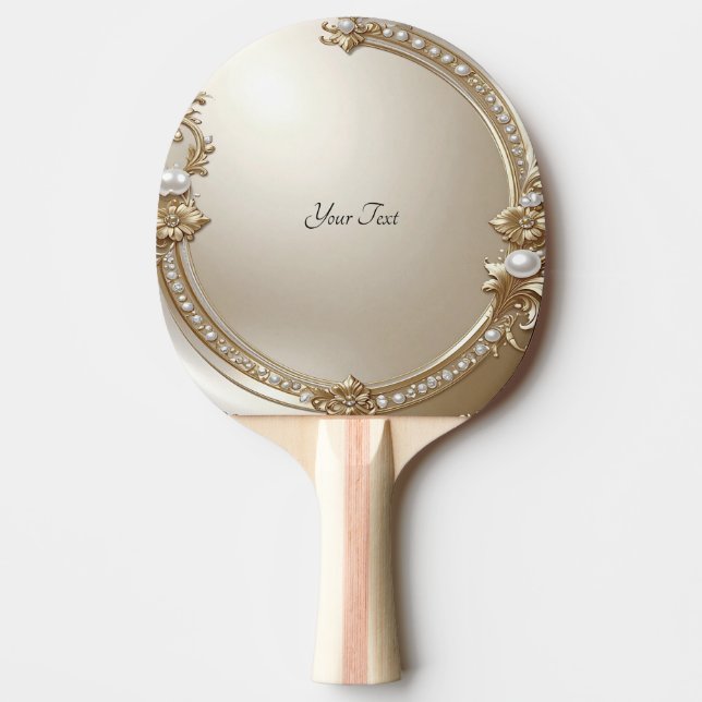 Raquette de ping pong avec cadre doré orné de perl (Devant)