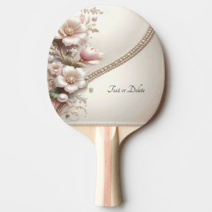 Raquette de ping pong avec embellissements floraux