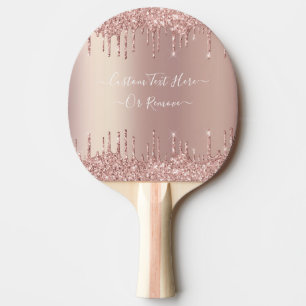 Raquette de Ping Pong avec strass Rose Gold Texte 