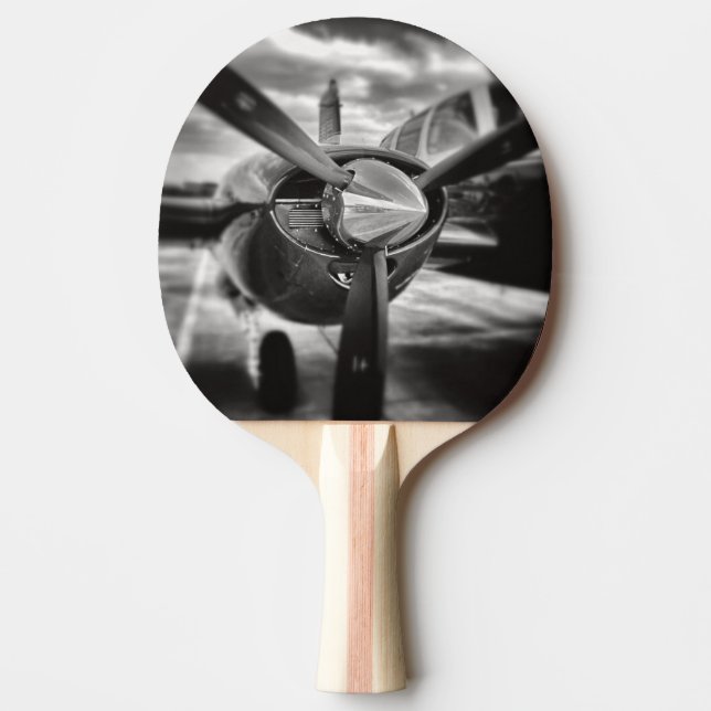 Raquette De Ping Pong Avion propulseur noir et blanc (Devant)
