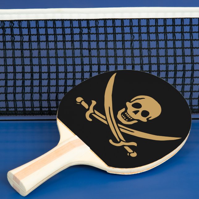 Raquette De Ping Pong Aztec Gold Crâne et cutlass Pirate Calico Jack (Insitu)