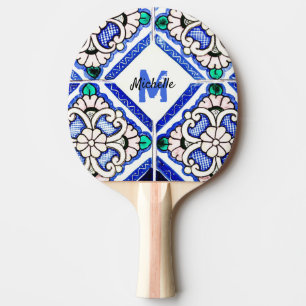 Raquette De Ping Pong Azulejo Spanish Navy Monogramme tennis de table