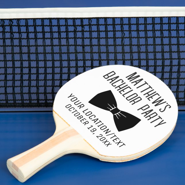 Raquette De Ping Pong Bachelor Party Black Bow Cravate Mariage Faveur (Insitu)