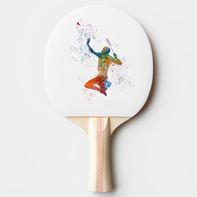 Raquette De Ping Pong Badminton player in watercolor (Devant)