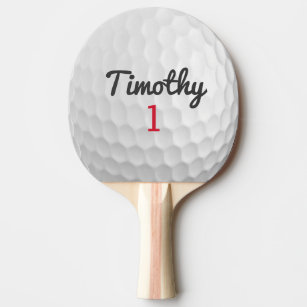 Raquette De Ping Pong Ball de golf Dimples avec nom noir Numéro rouge