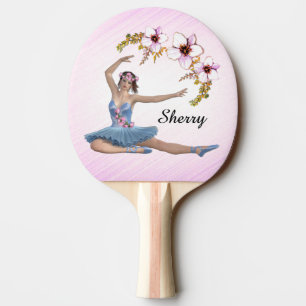 Raquette De Ping Pong Ballerina en bleu rose personnel