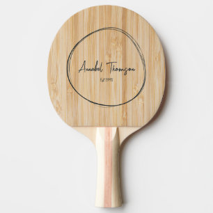 Raquette De Ping Pong Bambou Blanc Nom dans Cercle Dessiné