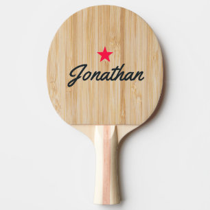 Raquette De Ping Pong Bambou Blanc Signature Étoile Vintage