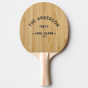 Raquette De Ping Pong Bambou Sombre Nom de Famille Vintage Bord de Mer