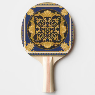 Raquette De Ping Pong Bandana Print : Black Blue Gold.