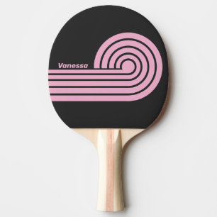 Raquette De Ping Pong Bande de boucles Rose Nuit Rétro avec nom