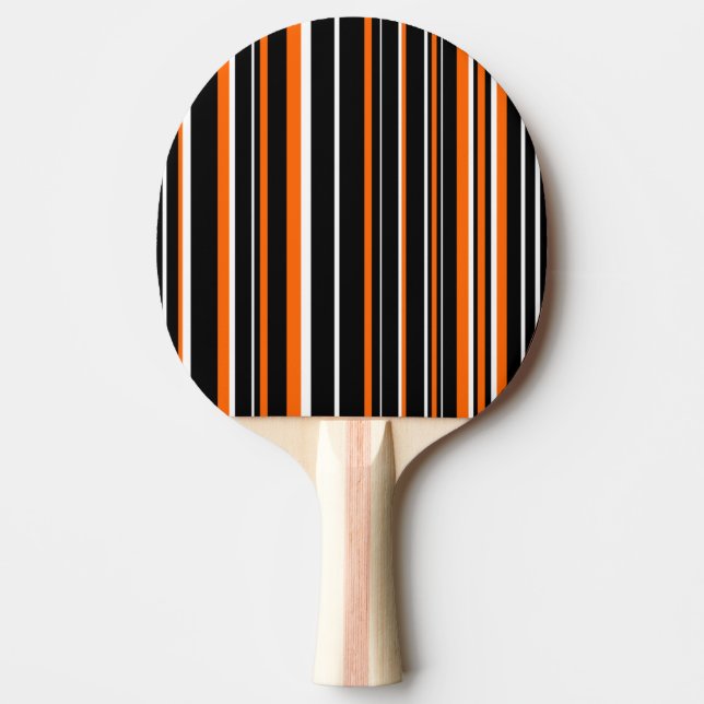 Raquette De Ping Pong Bande de code-barres moderne noir, blanc, orange (Devant)
