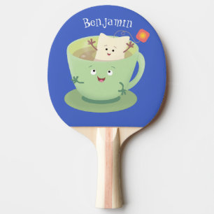 Raquette De Ping Pong Bande dessinée de la tasse de thé mignonne humour 