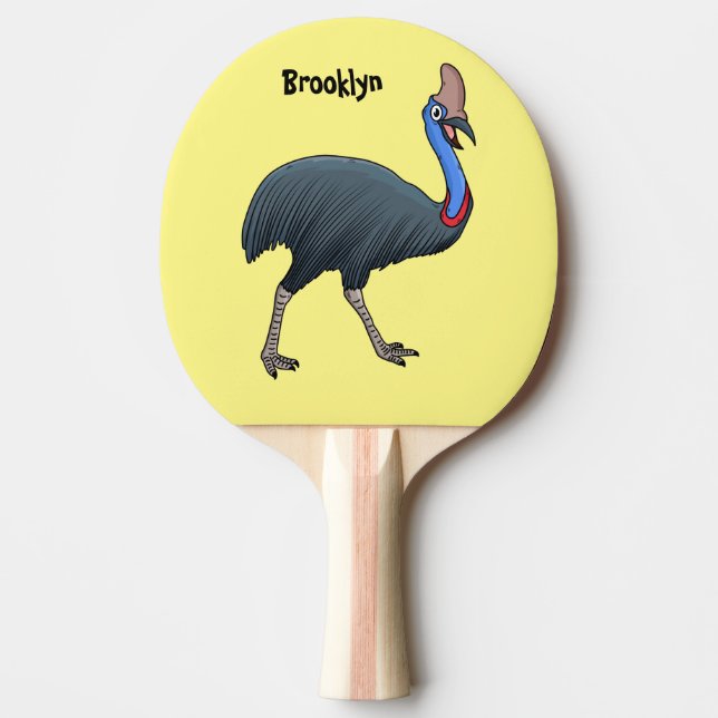 Raquette De Ping Pong Bande dessinée d'oiseau joyeux (Devant)