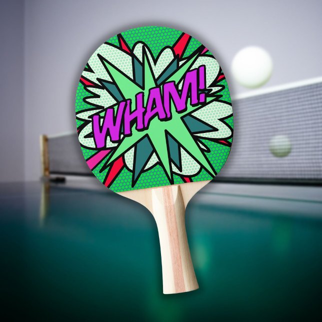 Raquette De Ping Pong Bande dessinée WHAM Moderne Cool Fun  (WHAM Modern Cool Fun Comic Book Ping Pong Paddle)