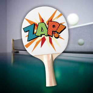 Raquette De Ping Pong Bande dessinée ZAP typographique colorée moderne