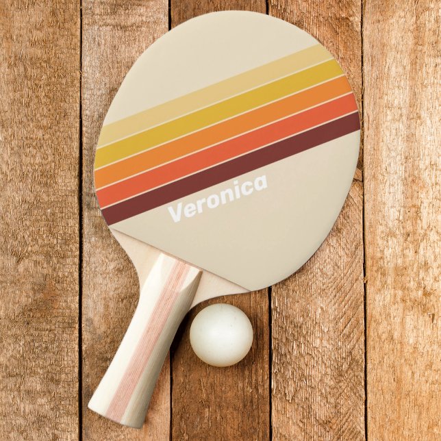 Raquette De Ping Pong Bande rétro avec nom (Créateur téléchargé)