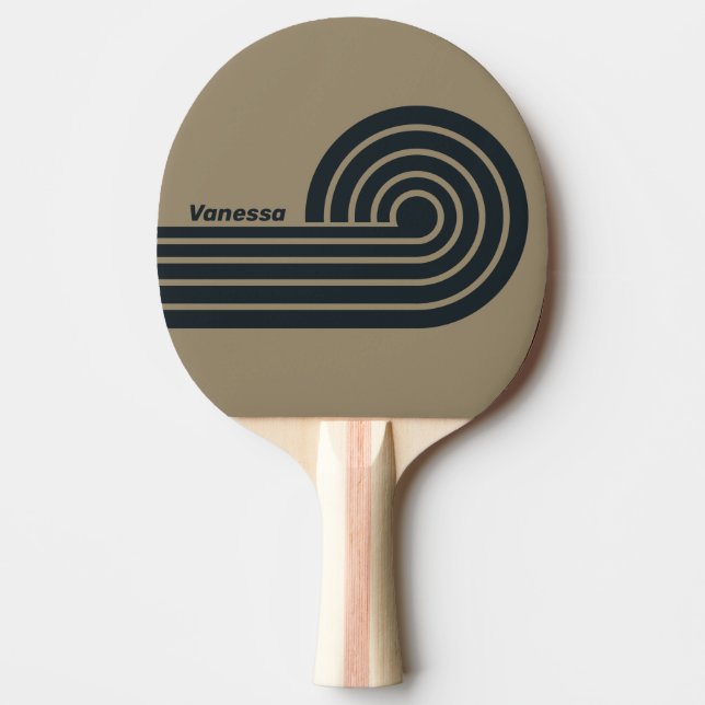 Raquette De Ping Pong Bandes bouclées doubles désert rétro avec nom (Devant)