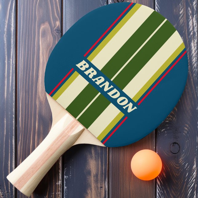 Raquette De Ping Pong Bandes de planche de rugby rétro avec nom (Créateur téléchargé)