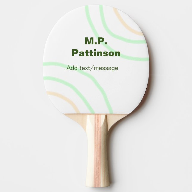 Raquette De Ping Pong Bandes orange vertes ajouter le nom message texte  (Devant)
