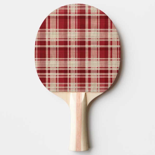 Raquette De Ping Pong Bandes Plaid Crème Rouge (Devant)