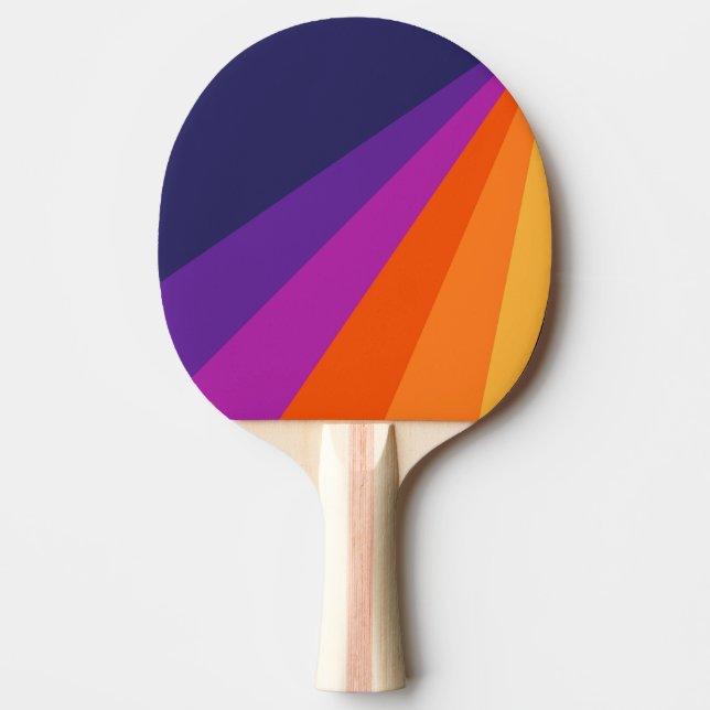 Raquette De Ping Pong Bandes rétro en diagonale violette et orange (Devant)