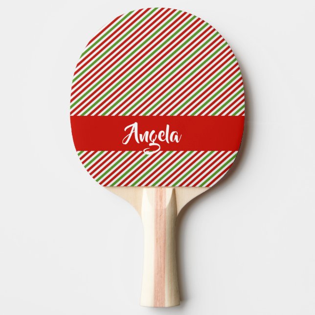 Raquette De Ping Pong Bandes vertes, rouges et blanches (Devant)
