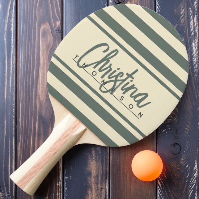 Raquette De Ping Pong Bannière Polo du milieu du siècle gris chaud Nom p (Créateur téléchargé)