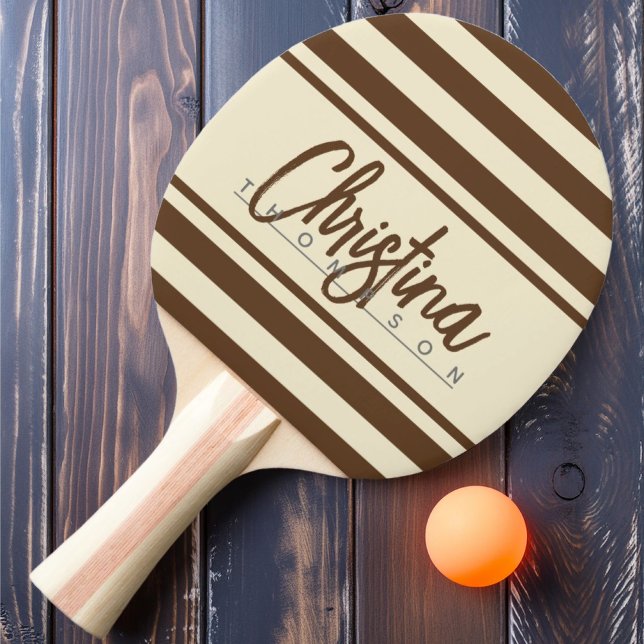 Raquette De Ping Pong Bannière Polo Mi-Siècle Forêt profonde Nom Brown (Créateur téléchargé)