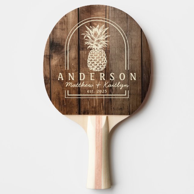 Raquette De Ping Pong Barn Floor Boards Pineapple Wedding Arch&Name (Devant)
