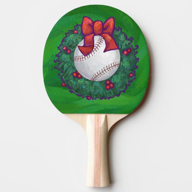 Raquette De Ping Pong Baseball dans la couronne de Noël (Dos)